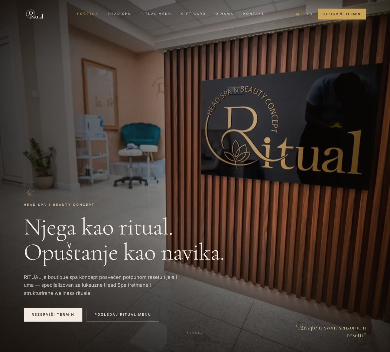 RITUAL — the head spa and its gold sign