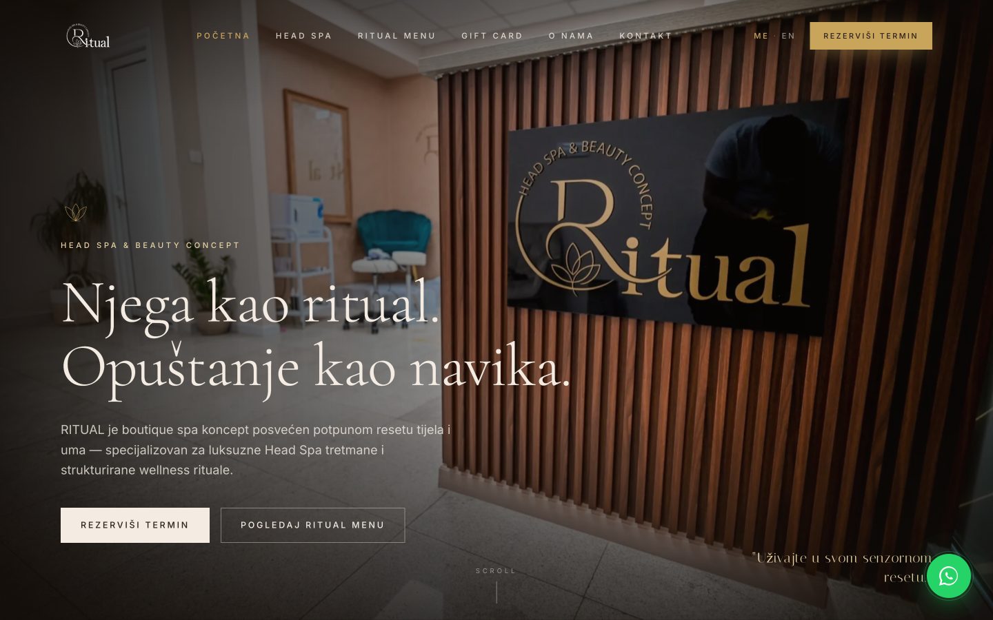 The RITUAL head spa website, built by Kovent